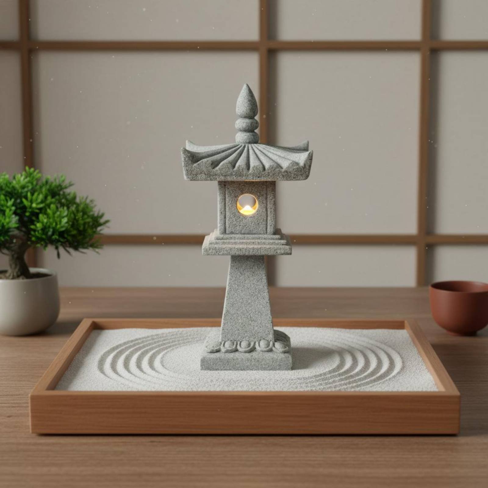Bonsai Garden Gift - Miniature Stone Lantern Antique Finish Bonsai