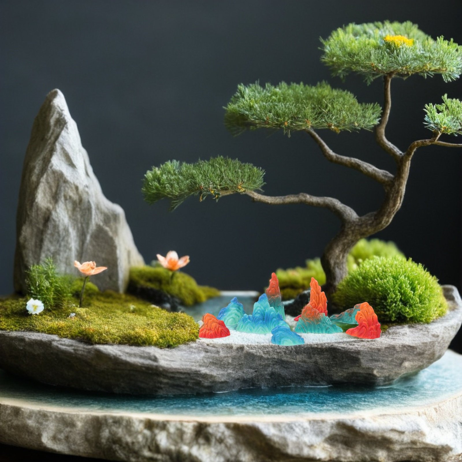 Bonsai Garden Zen - 9Pcs Miniature Artificial Rock Landscape Stone