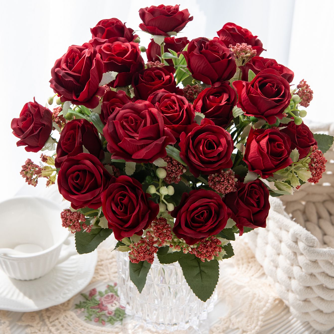 Artificial Flower Silk Rose Fe – Bonsai Garden Gift Bewertung und Preis